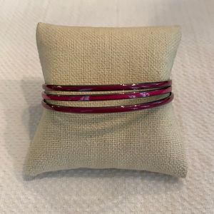Bangle Bracelets Pink Purple Enamel Stack Gypsy Boho Set of 3